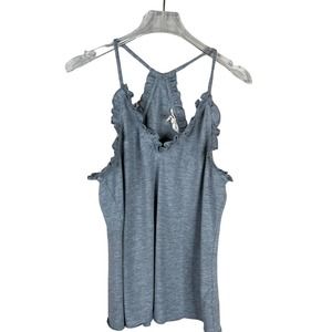 Rebecca Taylor Women's Knit Ruffle Camisole Tank Top Sleeveless Grey Size Medium